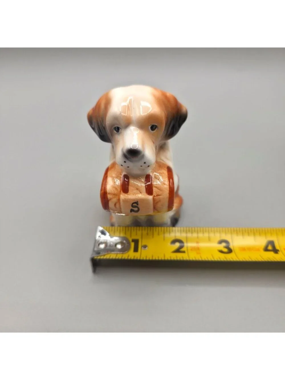 Vintage Norcrest St Bernard Dog Salt Pepper Shakers Ceramic Figural Korea 1970s